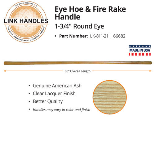 Link Handles 60 Eye Hoe and Fire Rake Handle, 1-3/4 Round Eye