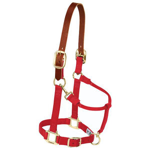 Weaver Leather Striped Padded Adjustable Chin And Throat Snap Halter Small Red 1"