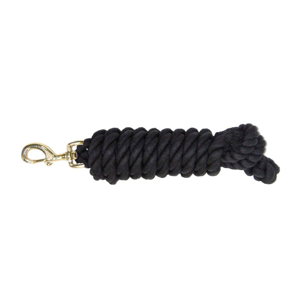 Hamilton Cotton Rope Leads with Brass Bolt Snap Black
