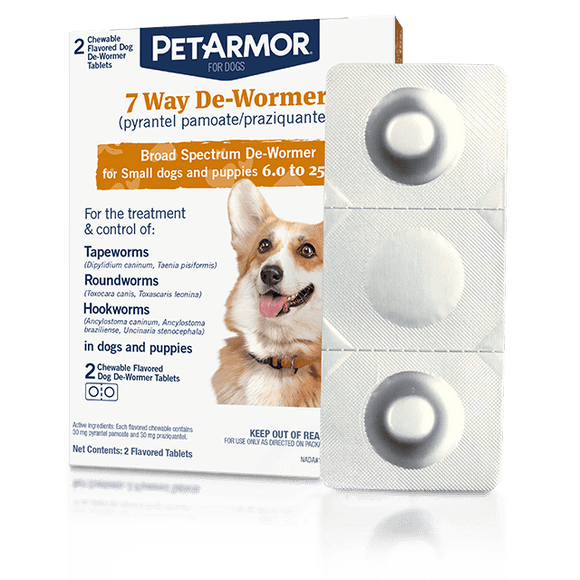 PetArmor® 7 Way De-Wormer (Pyrantel Pamoate and Praziquantel) for Puppies and Small Dogs